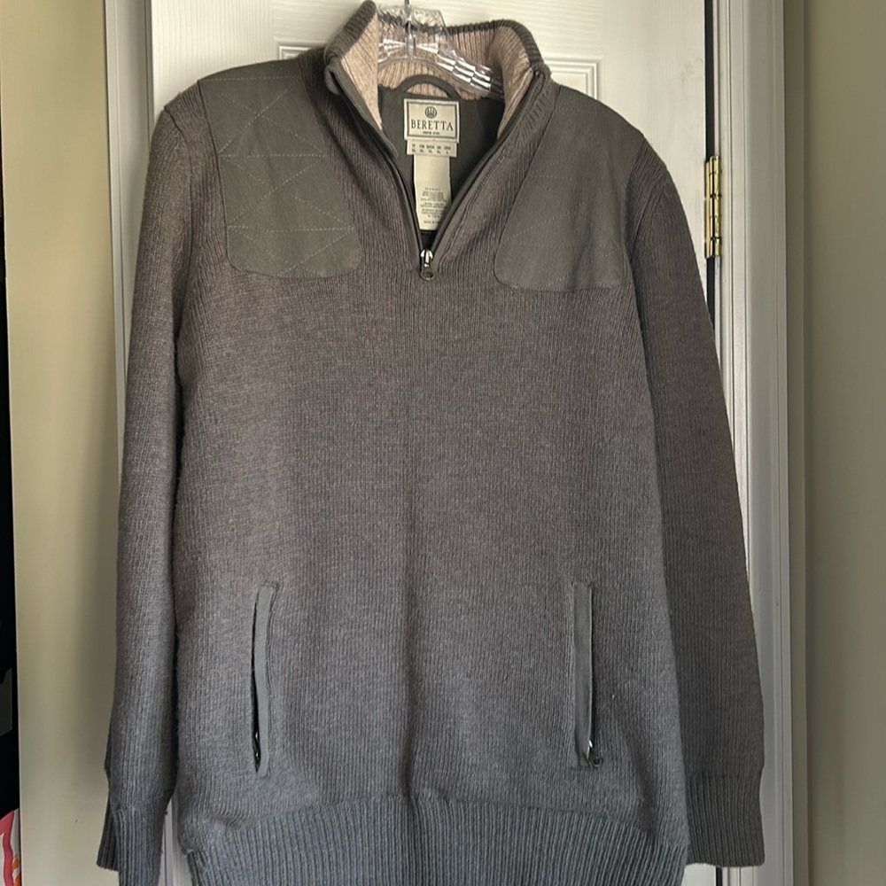 Beretta EUC Men’s Sweater Jacket Gray/Green Size L